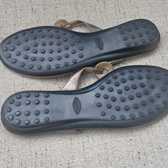 Tod's Women Sandal Brown Leather Upper Flat Shoes Made in Italy Size 39.5 - Picture 13 of 16